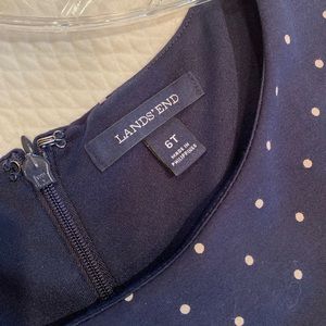 Lands End navy dot Ponte sheath dress